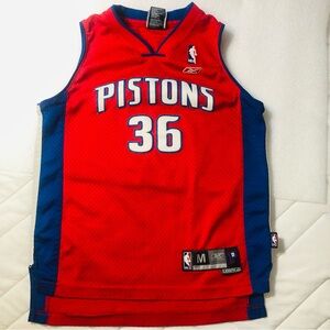 Sewn AUTHENTIC Detroit Pistons RASHEED WALLACE Reebok 2005 Red jersey Youth M+2